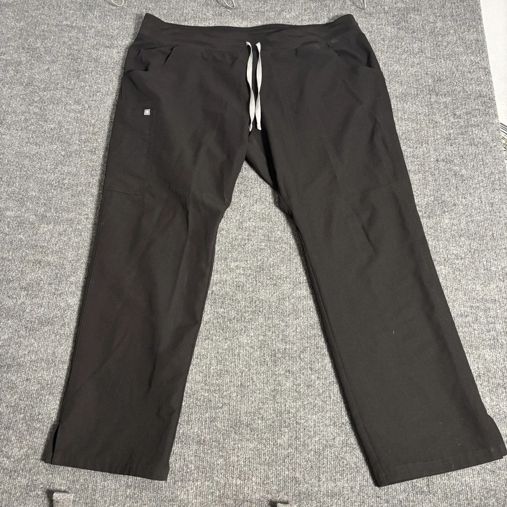 FIGS Scrub Pants Mens 2XL Black Technical Collection‎ Drawstring Cargo T21004